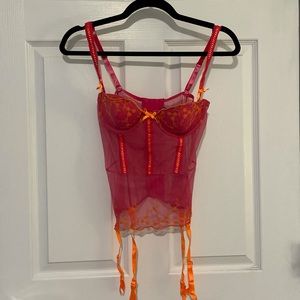 Hot pink Victoria’s Secret gartered corset